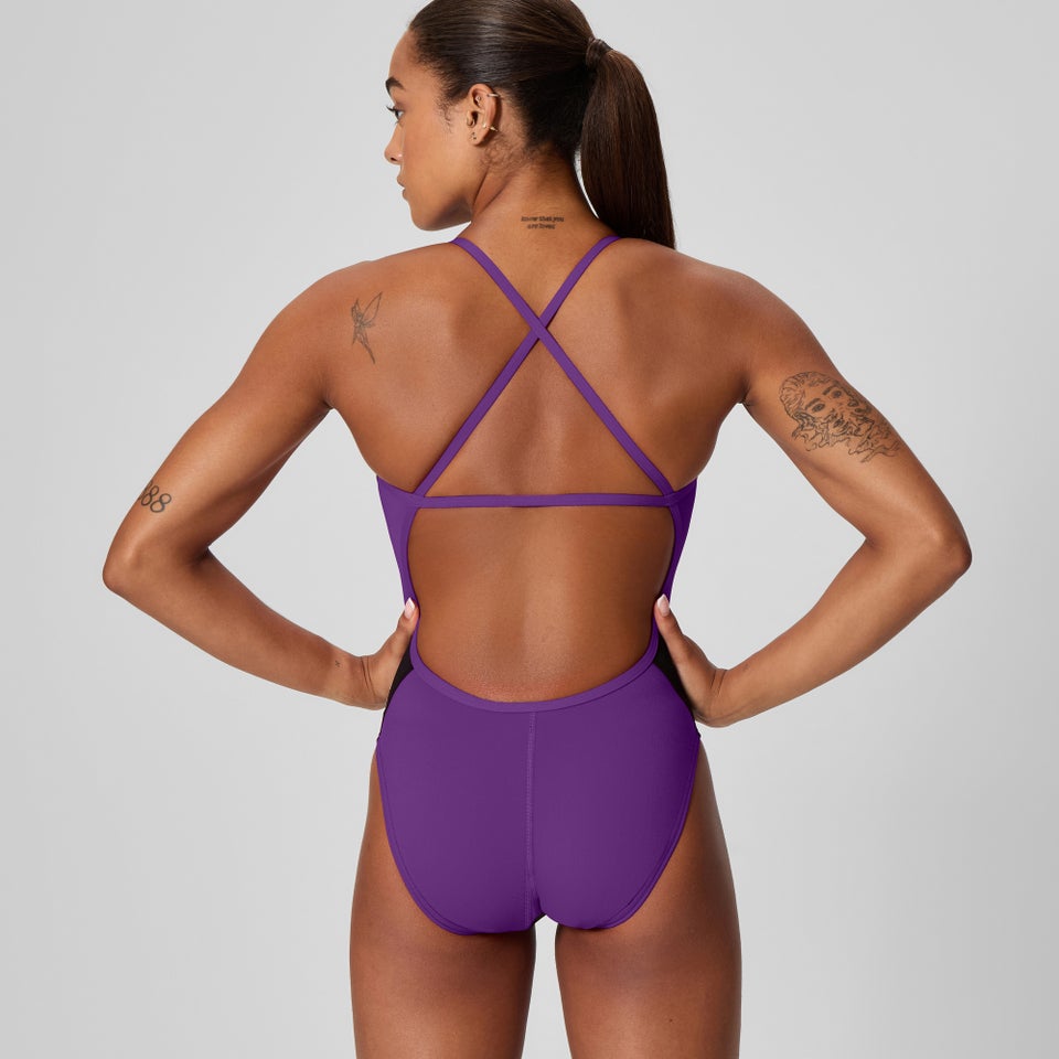 Women's Edge Splice Crossback One Piece Black/Purple