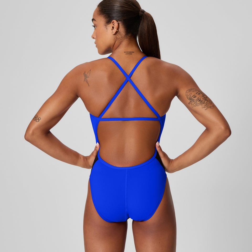 Women's Edge Splice Crossback One Piece Blue/Black