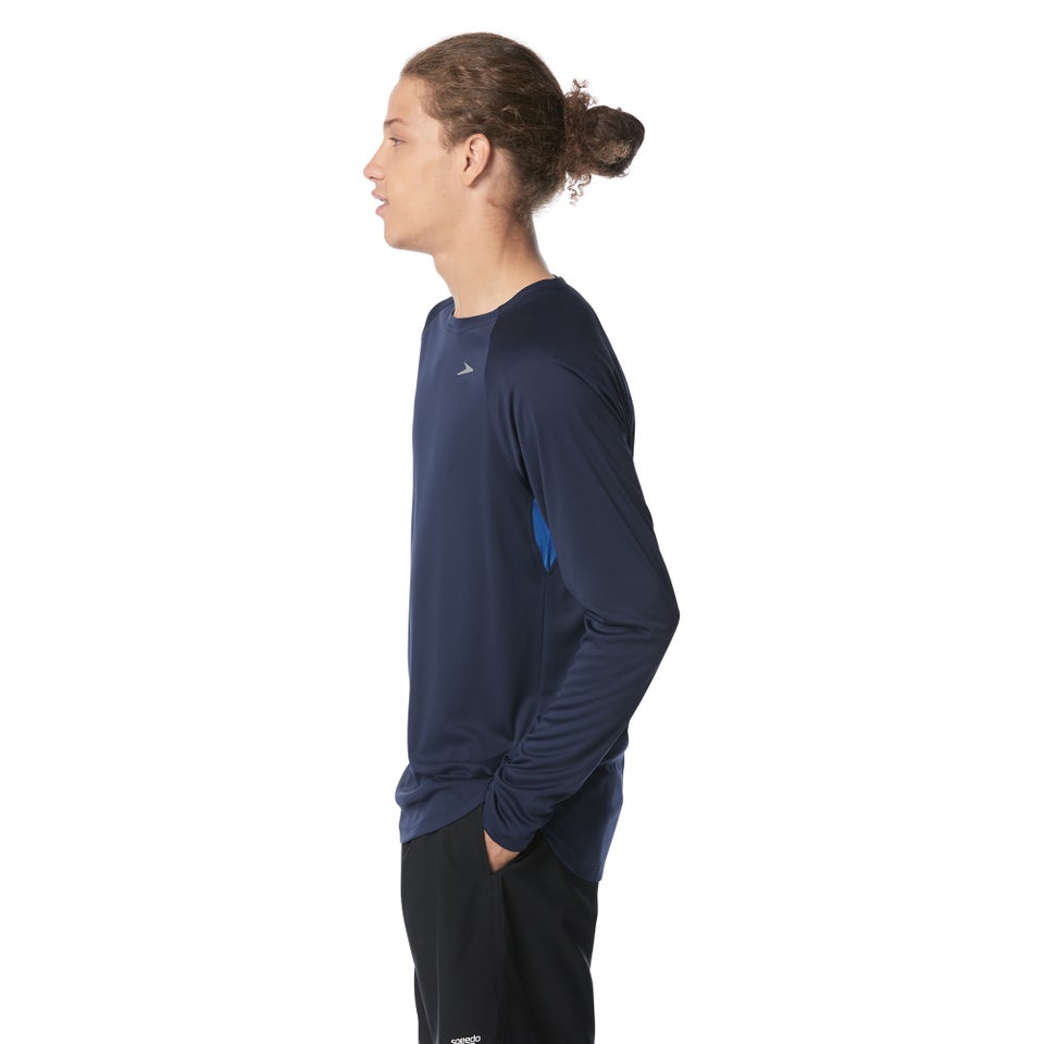 Maillot dermoprotecteur de bain manches longues Speedo pour hommes, bleu marine