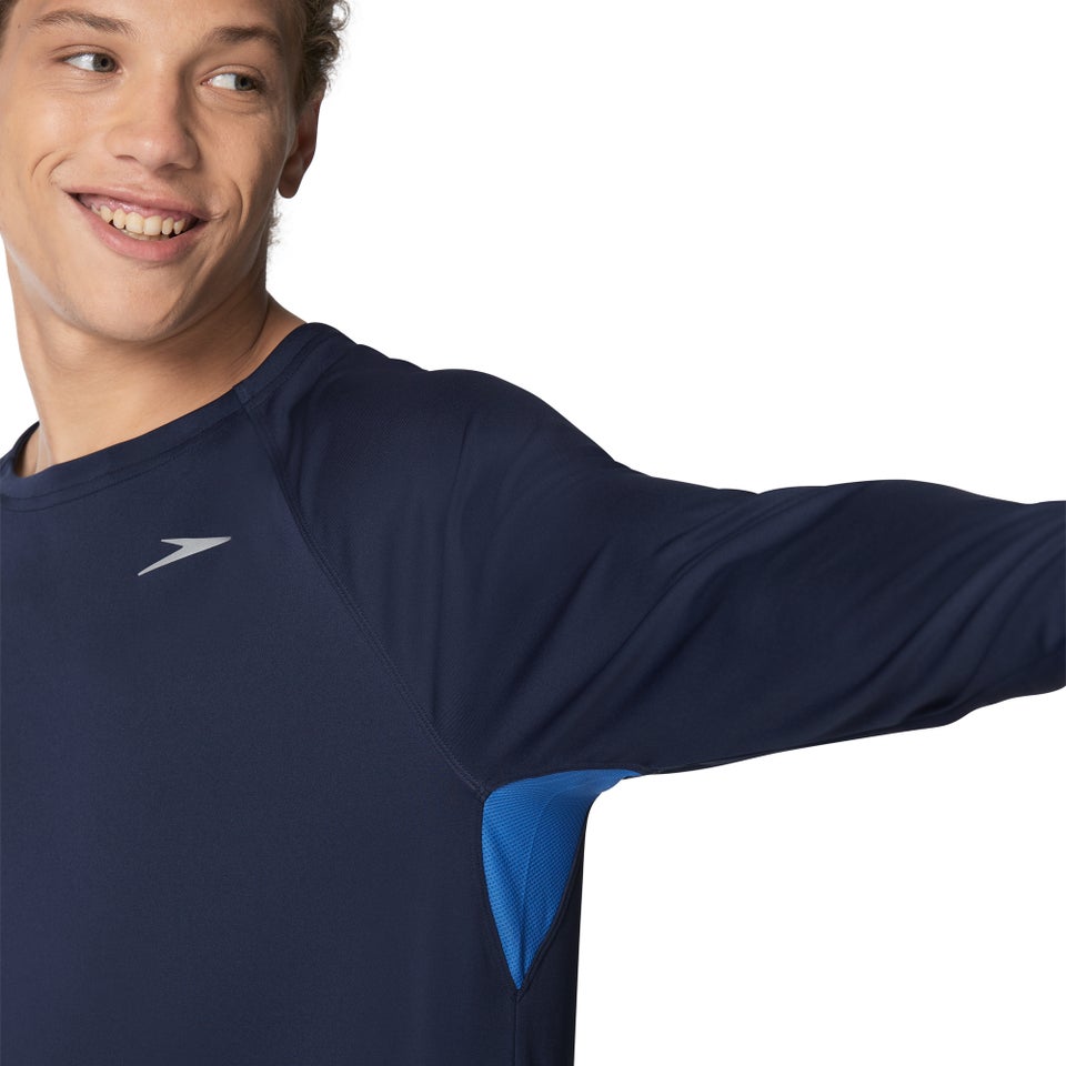 Maillot dermoprotecteur de bain manches longues Speedo pour hommes, bleu marine