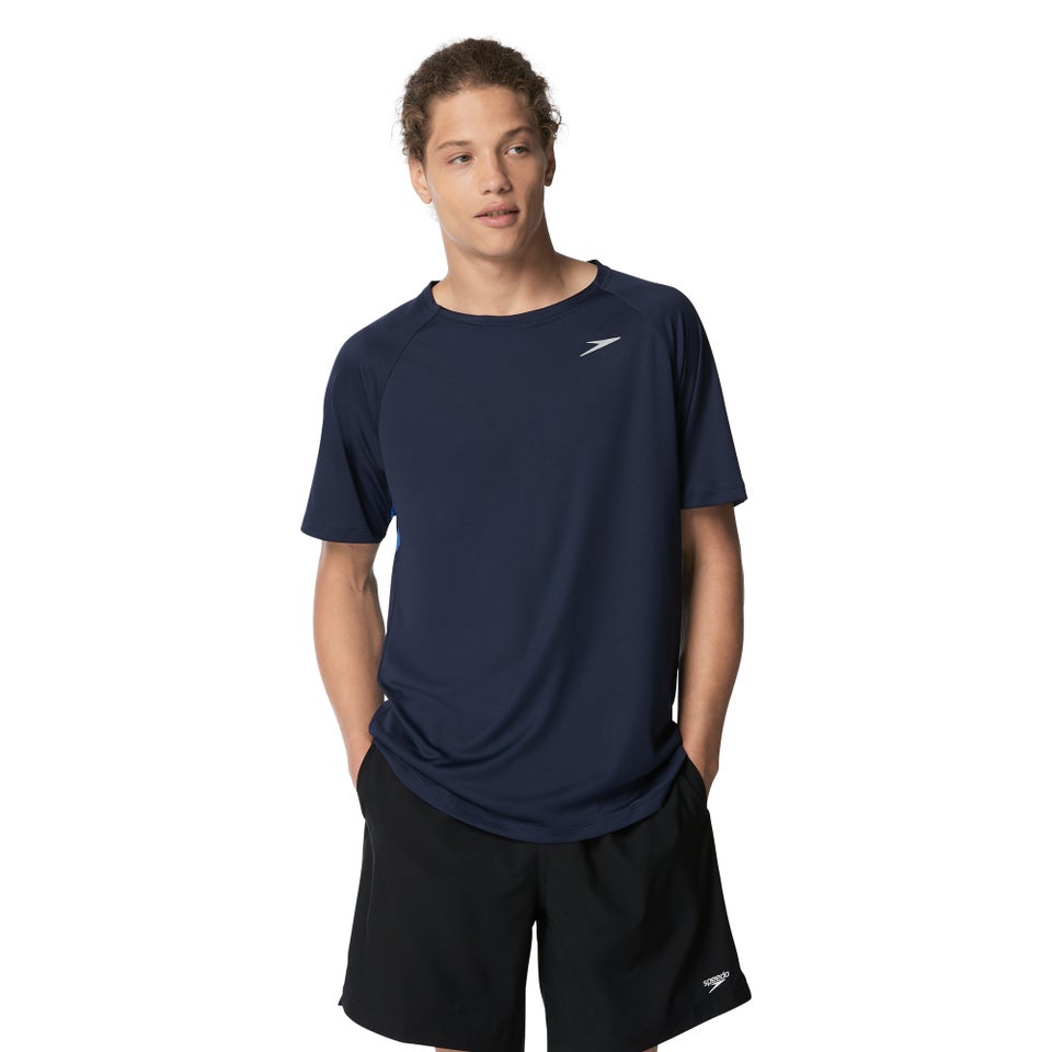 Men's Speedo Short Sleeve Swim Rashguard Navy