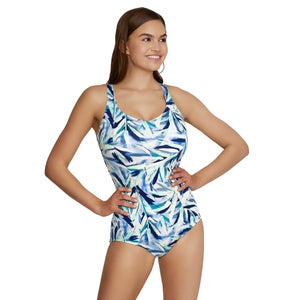Women's Printed Sweetheart One Piece Blue/White