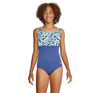 Women's Colorblock Square Neck One Piece Blue - 16