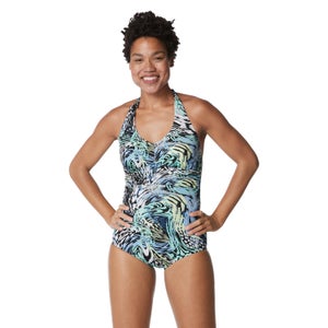 Women's Printed Halter One Piece Blue