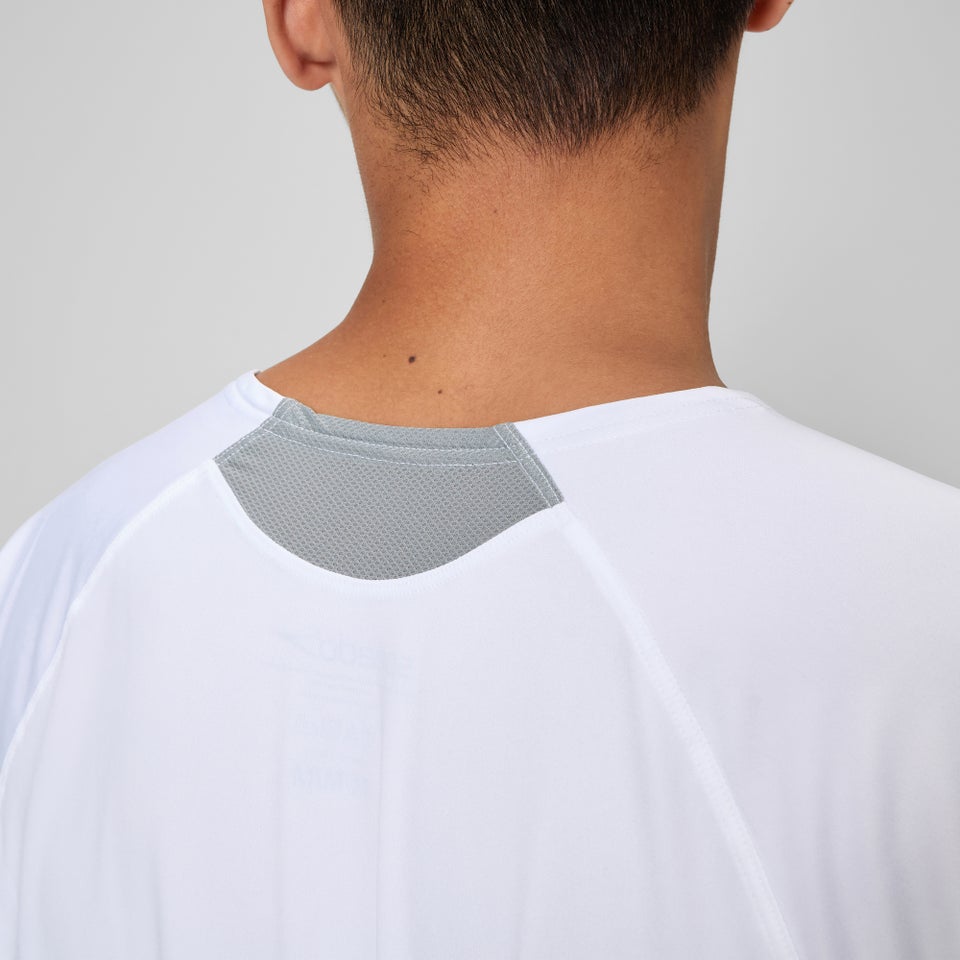 Men's Speedo Short Sleeve Swim Rashguard White