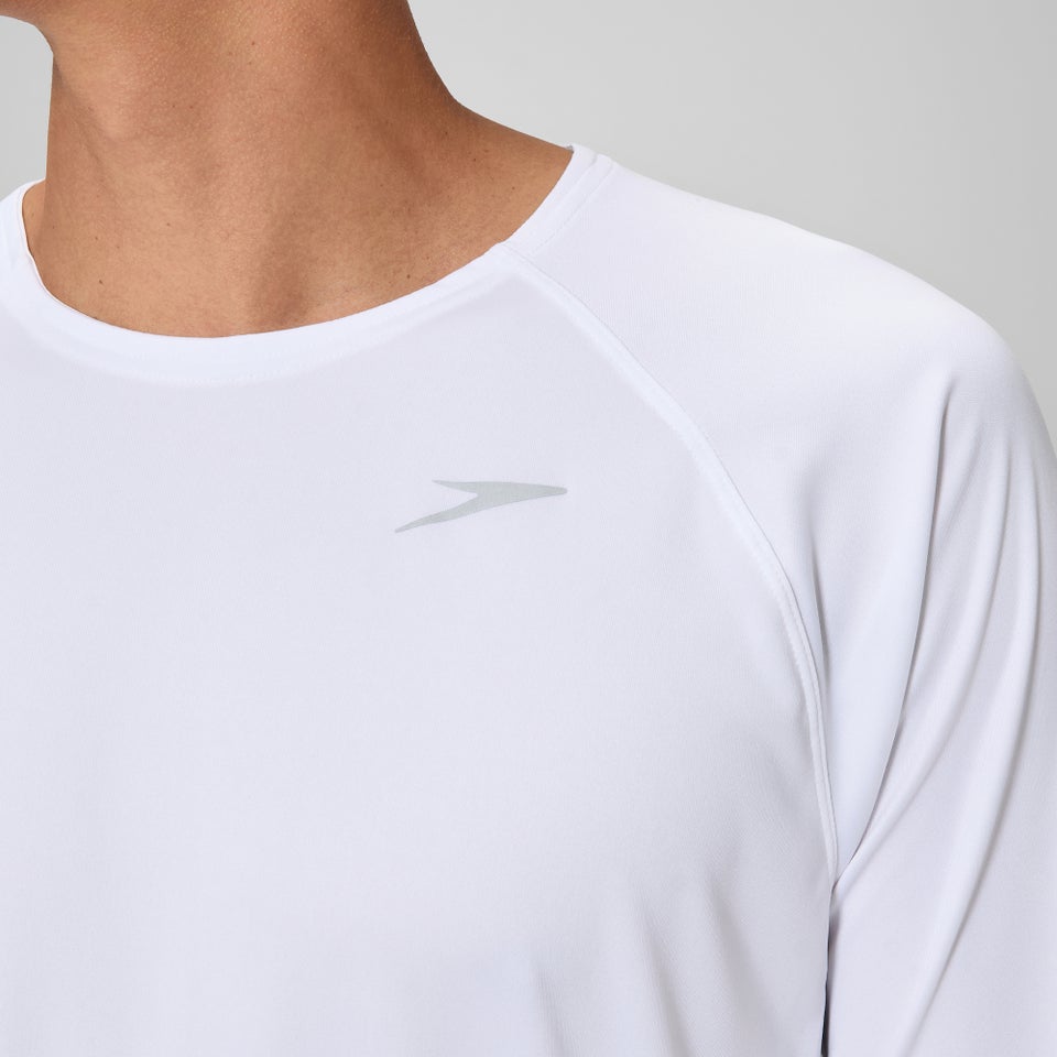 Men's Speedo Short Sleeve Swim Rashguard White