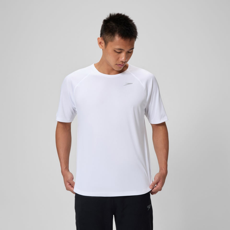 Men's Speedo Short Sleeve Swim Rashguard White