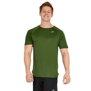 Men's Speedo Short Sleeve Swim Rashguard Green