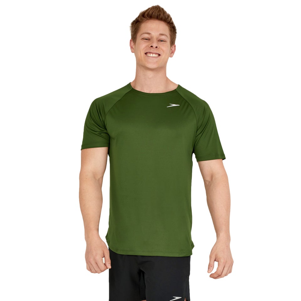 Men's Speedo Short Sleeve Swim Rashguard Green