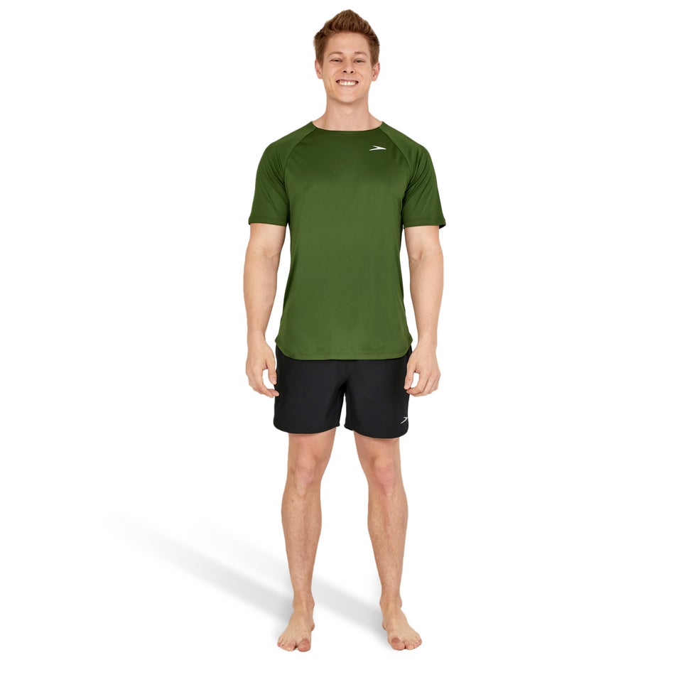 Men's Speedo Short Sleeve Swim Rashguard Green