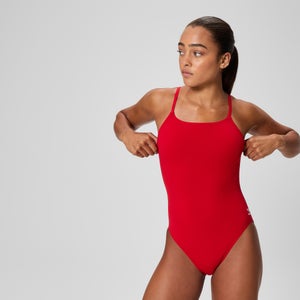 Women's Solid Strappy One Piece Red