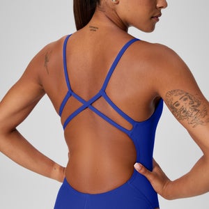 Women's Solid Strappy One Piece Blue