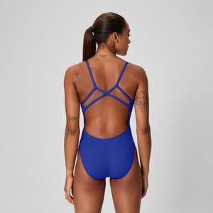 Women's Solid Strappy One Piece Blue