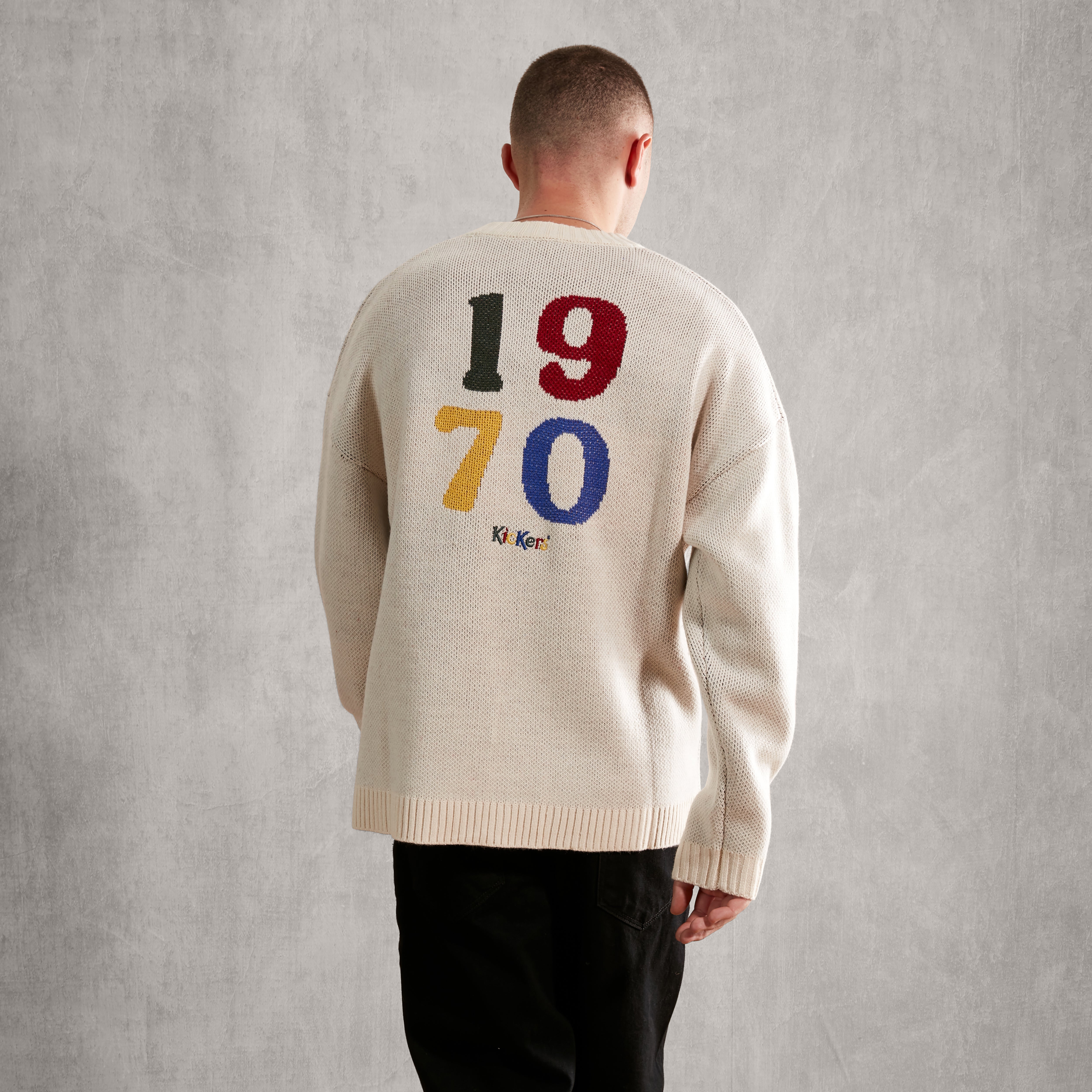 Men's Retro Logo Knit Ecru