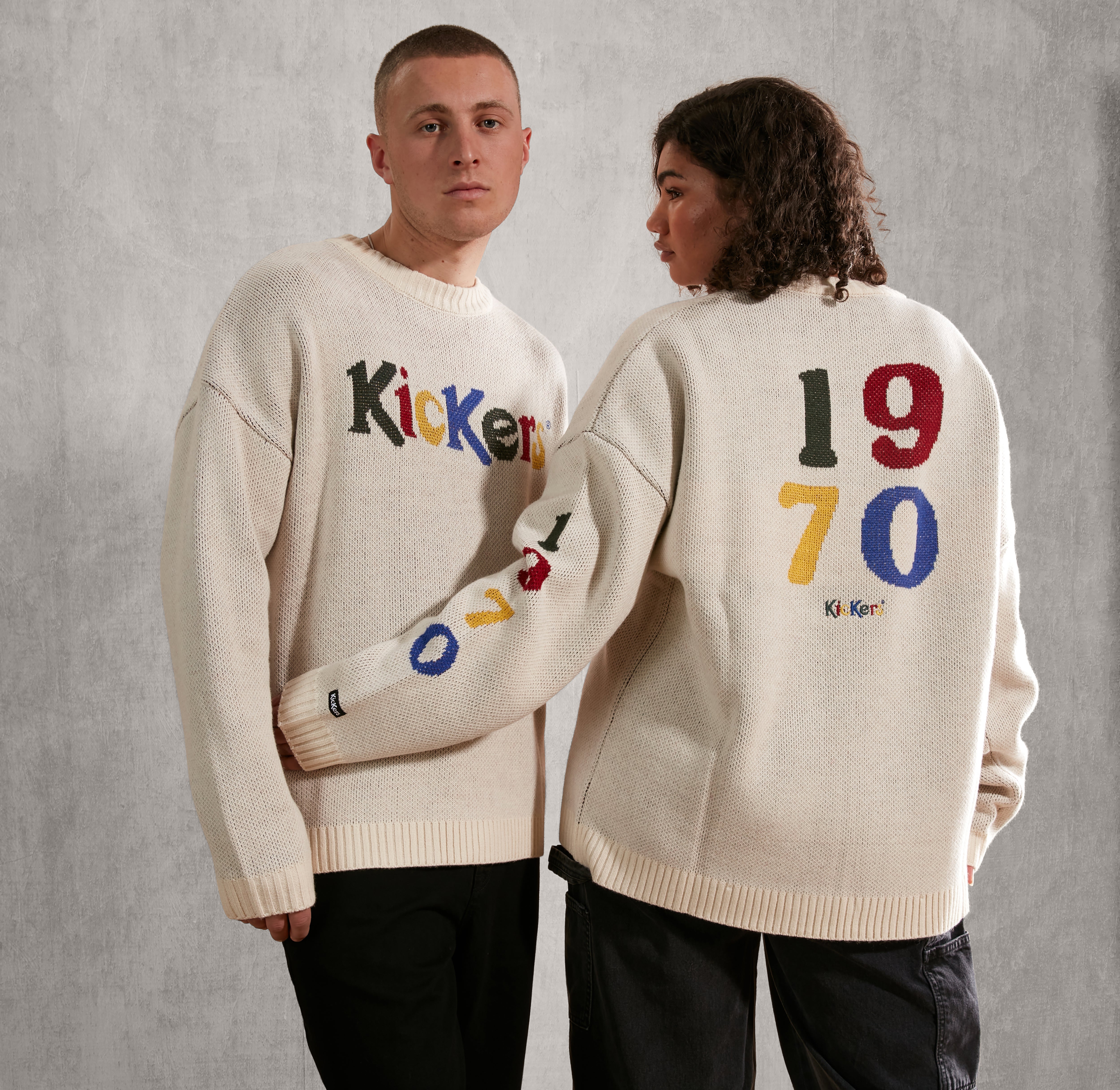 Men's Retro Logo Knit Ecru