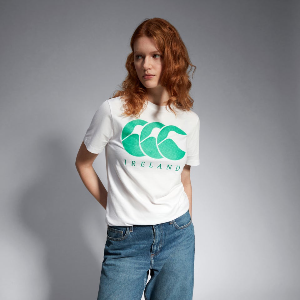 Adult Unisex Ireland Logo Tee White/Green