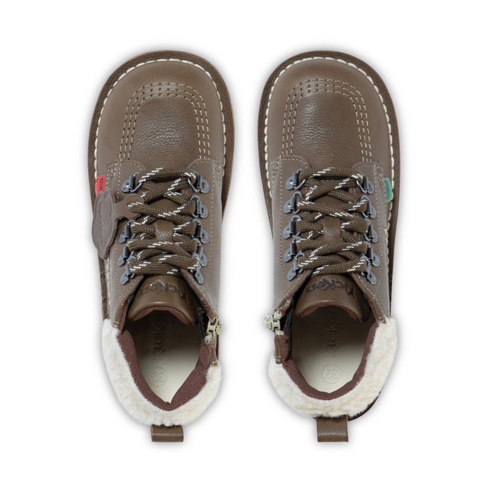 Junior Boys Kick Hi Winter Leather Khaki