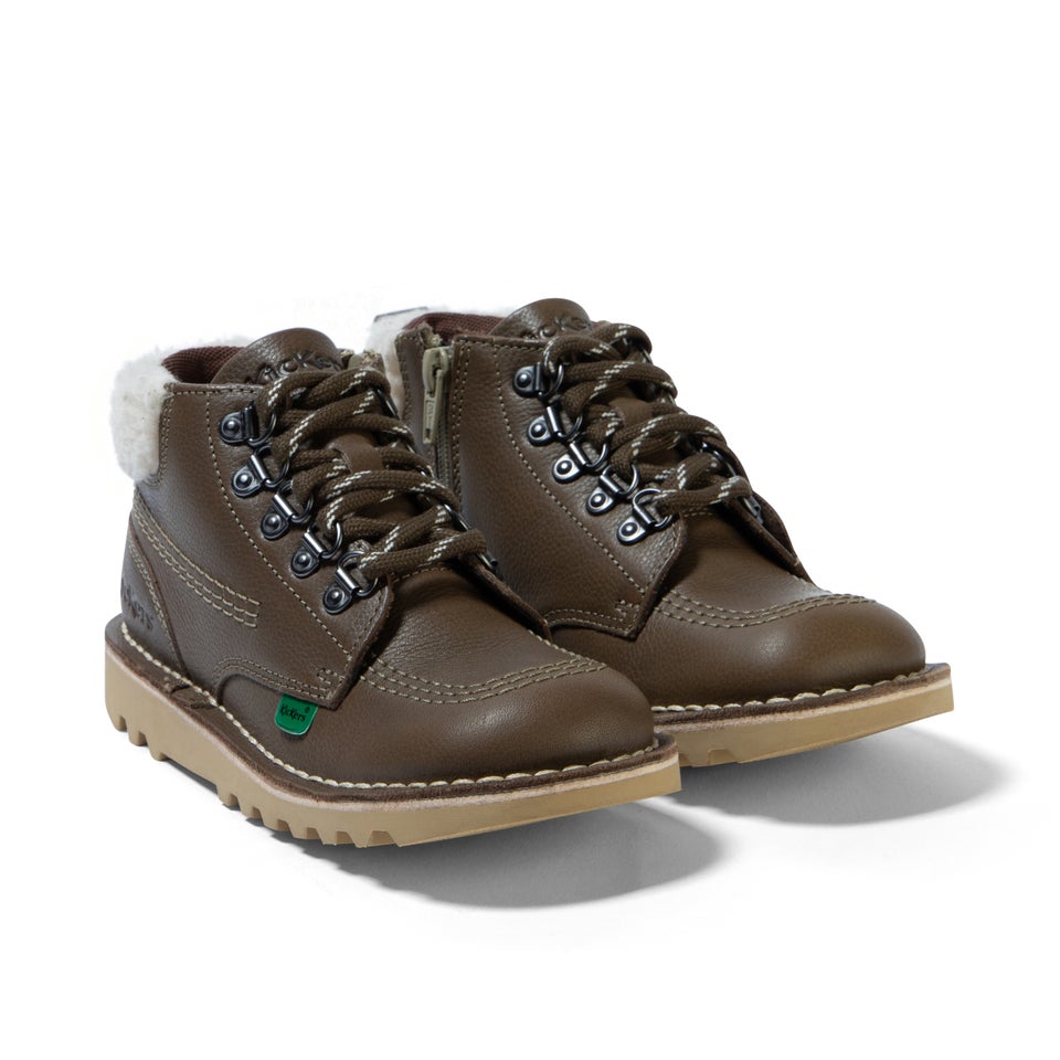 Junior Boys Kick Hi Winter Leather Khaki