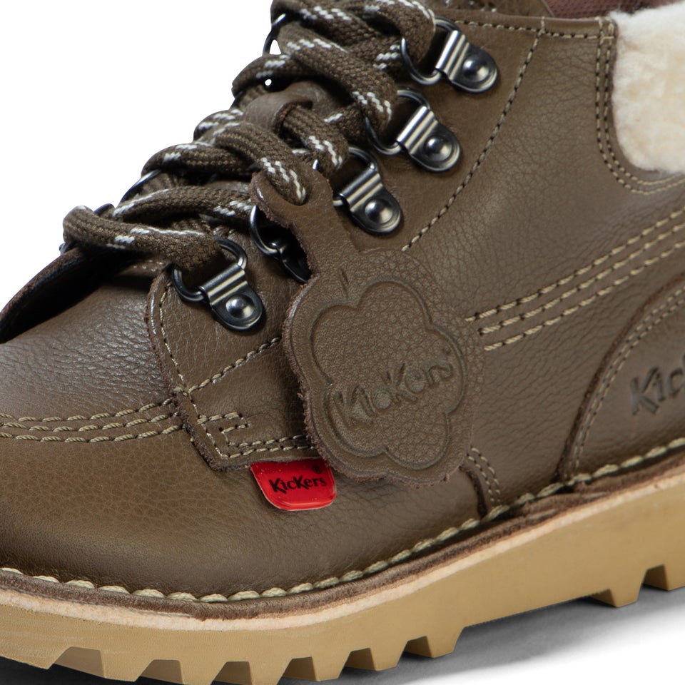 Junior Boys Kick Hi Winter Leather Khaki