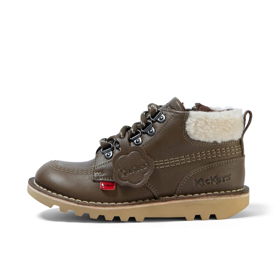 Junior Boys Kick Hi Winter Leather Khaki