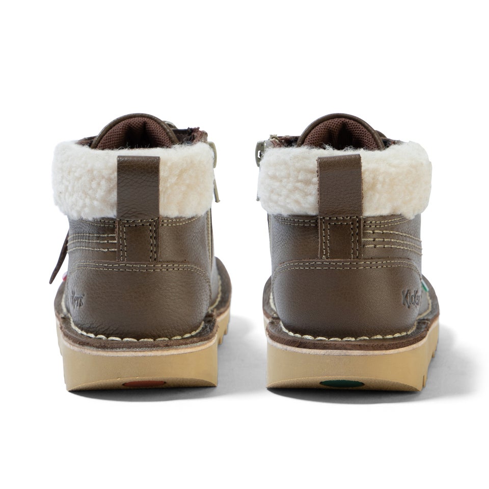 Junior Boys Kick Hi Winter Leather Khaki