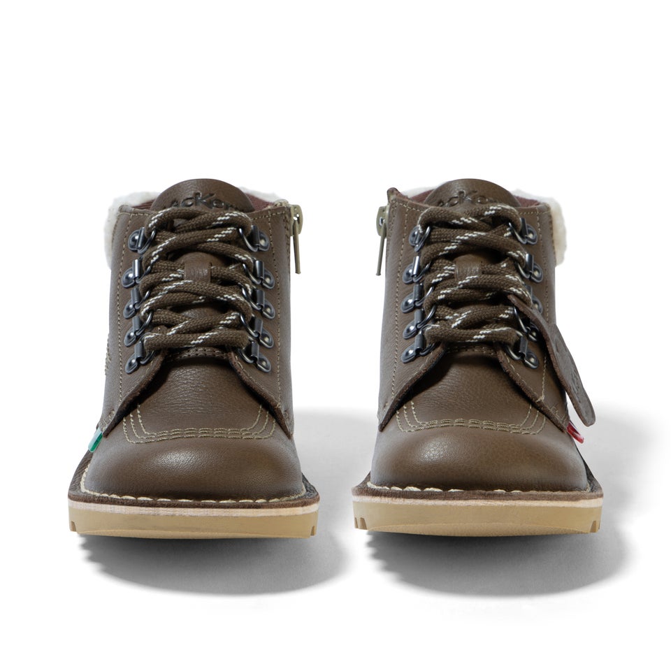 Junior Boys Kick Hi Winter Leather Khaki