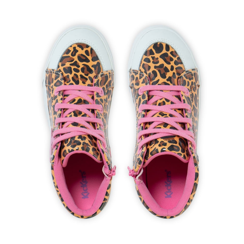 Junior Girls Tovni Hi Leopard Patent Leather Brown