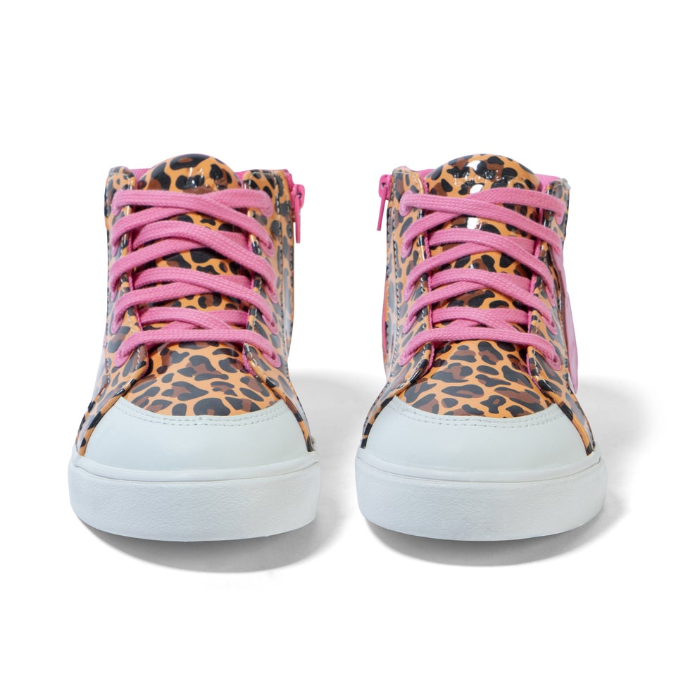 Junior Girls Tovni Hi Leopard Patent Leather Brown