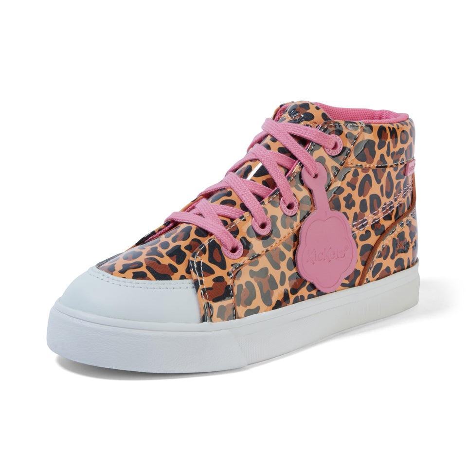 Junior Girls Tovni Hi Leopard Patent Leather Brown