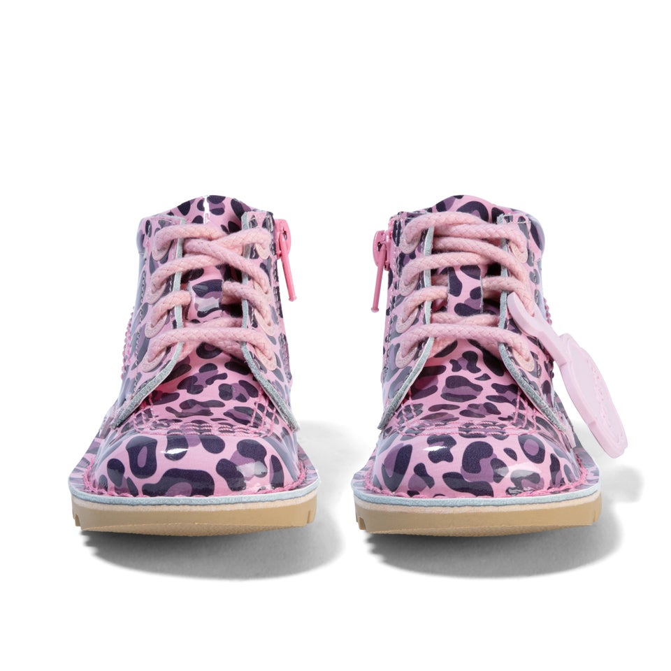 Junior Girls Kick Hi Leopard Patent Leather Brown