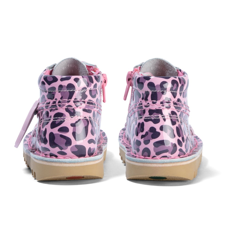 Junior Girls Kick Hi Leopard Patent Leather Brown