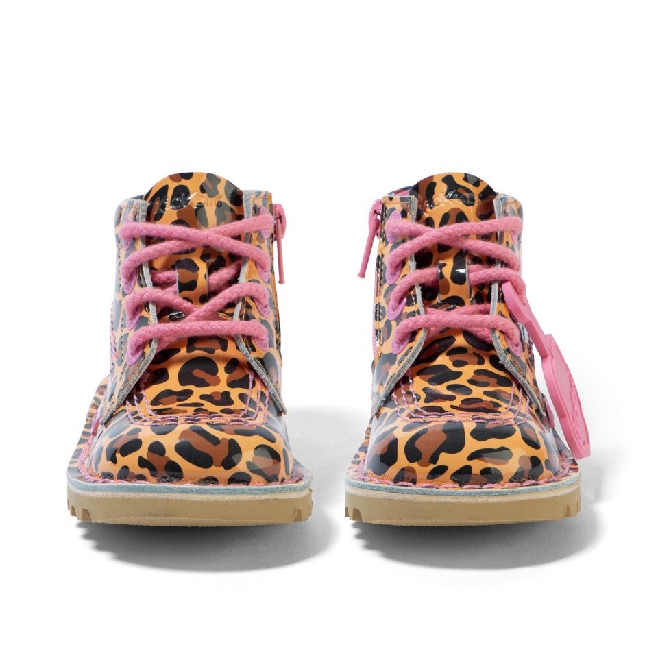Infant Girls Kick Hi Leopard Patent Leather Brown