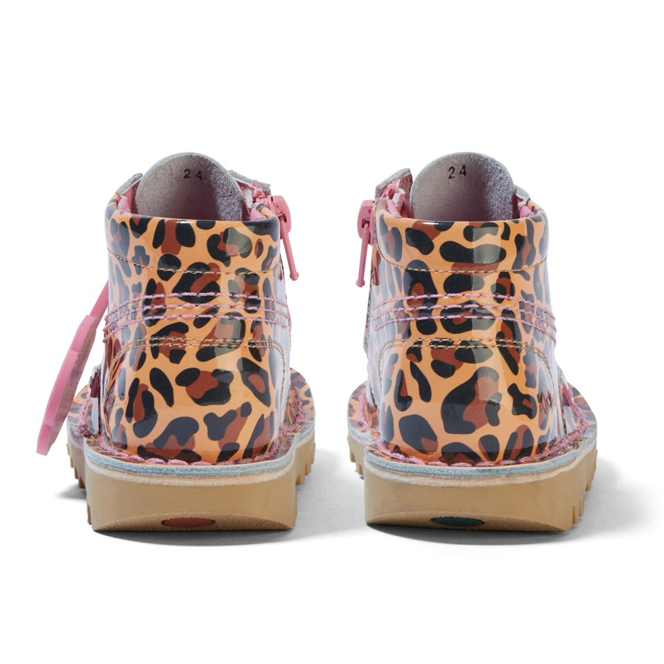 Infant Girls Kick Hi Leopard Patent Leather Brown