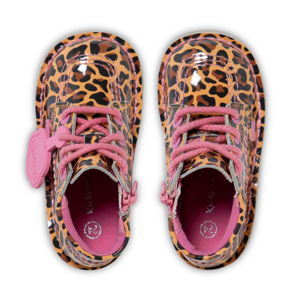 Infant Girls Kick Hi Leopard Patent Leather Brown