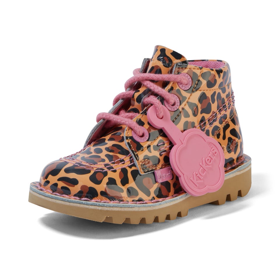 Infant Girls Kick Hi Leopard Patent Leather Brown