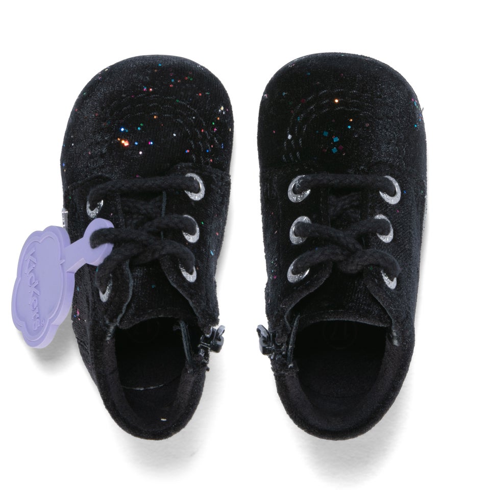 Baby Kick Hi Glitter Textile Velvet Black