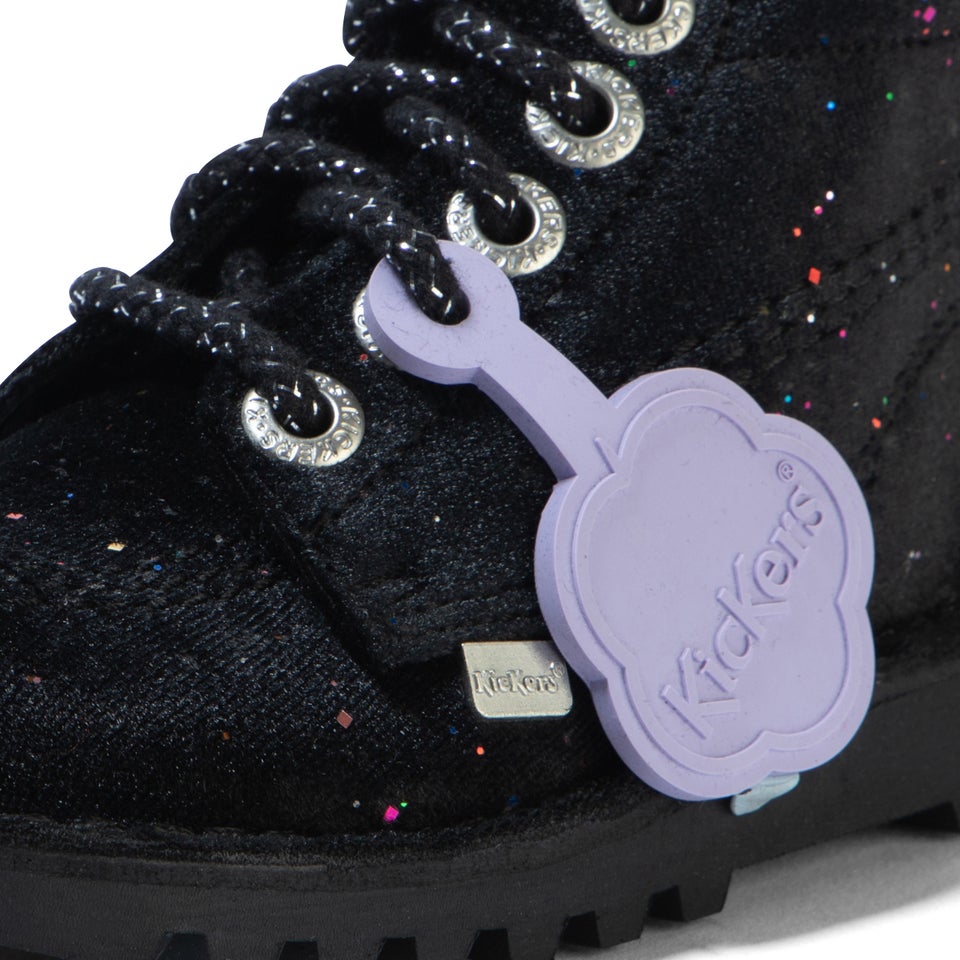 Infant Girls Kick Hi Glitter Textile Velvet Black