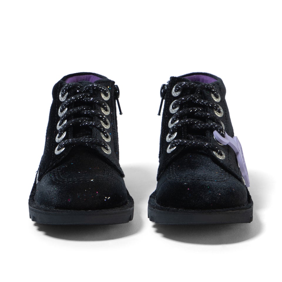 Infant Girls Kick Hi Glitter Textile Velvet Black