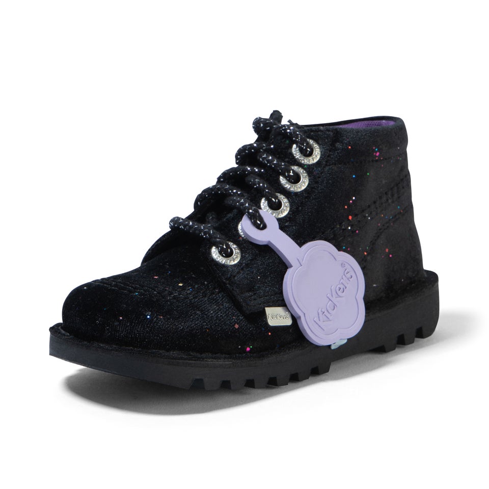 Infant Girls Kick Hi Glitter Textile Velvet Black