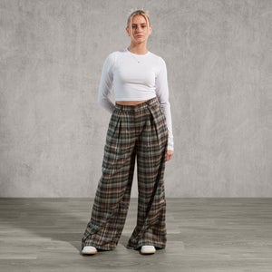 Women's Blue Check Trousers Multi - 32