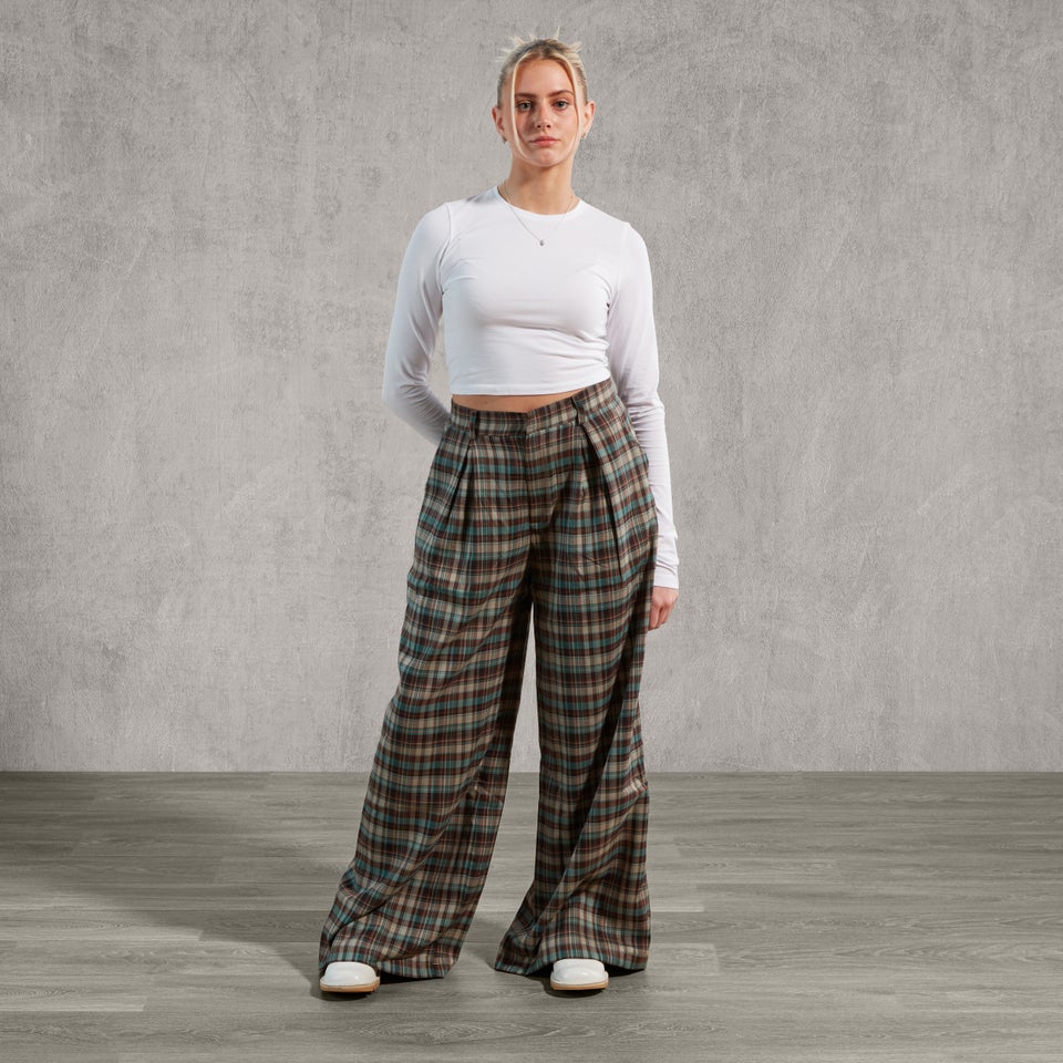 Women's Blue Check Trousers Multi