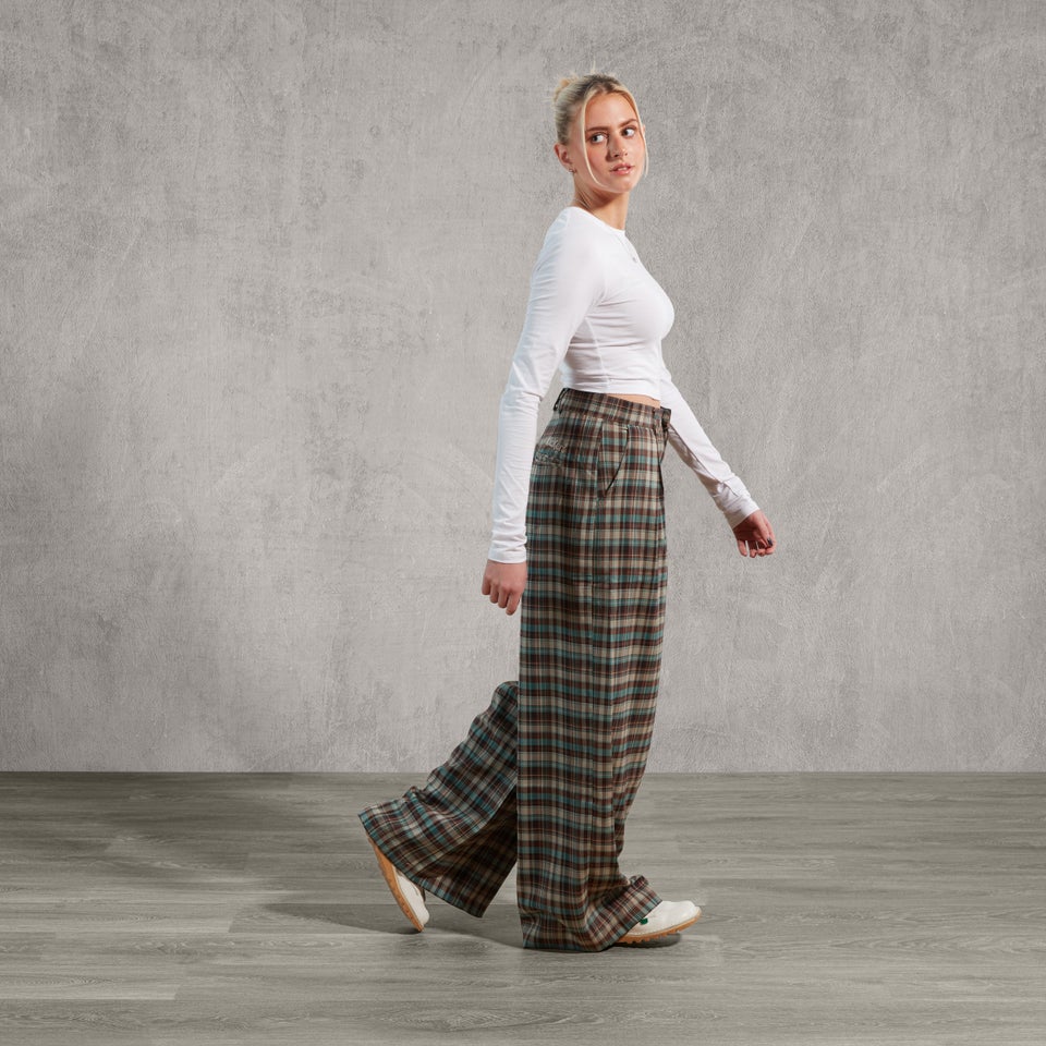 Women's Blue Check Trousers Multi