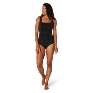 Women's Adjustable Solid Shirred One Piece Black