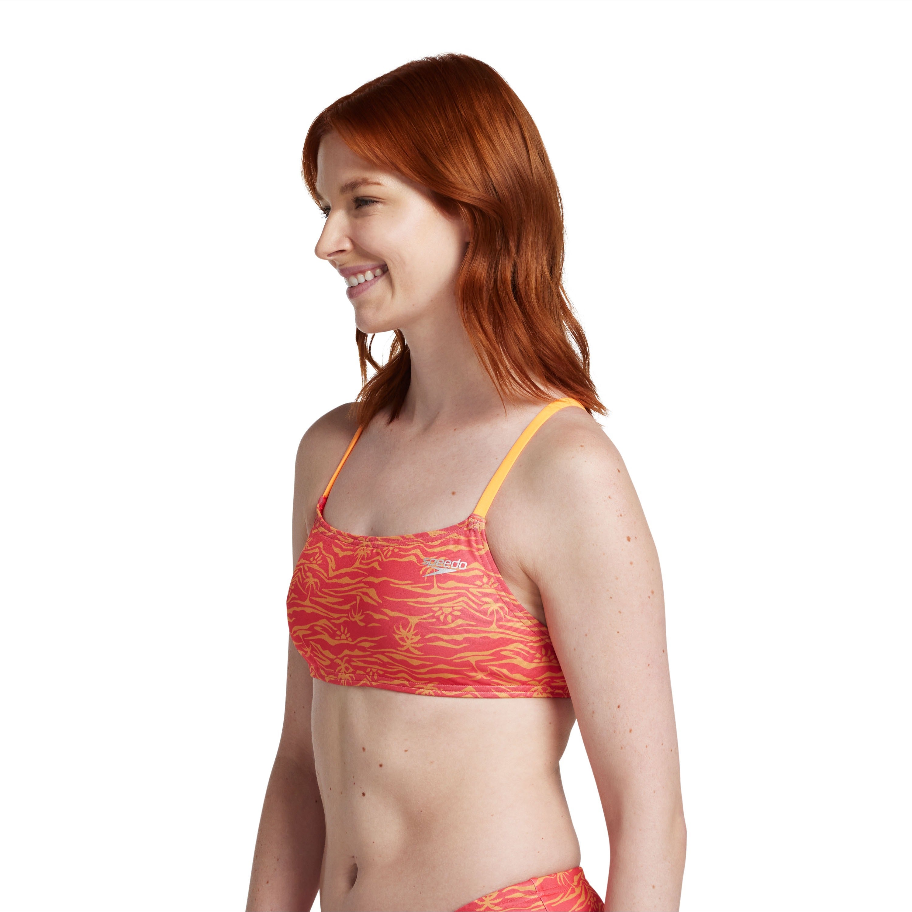 Women's Printed Strappy Bikini Top Orange