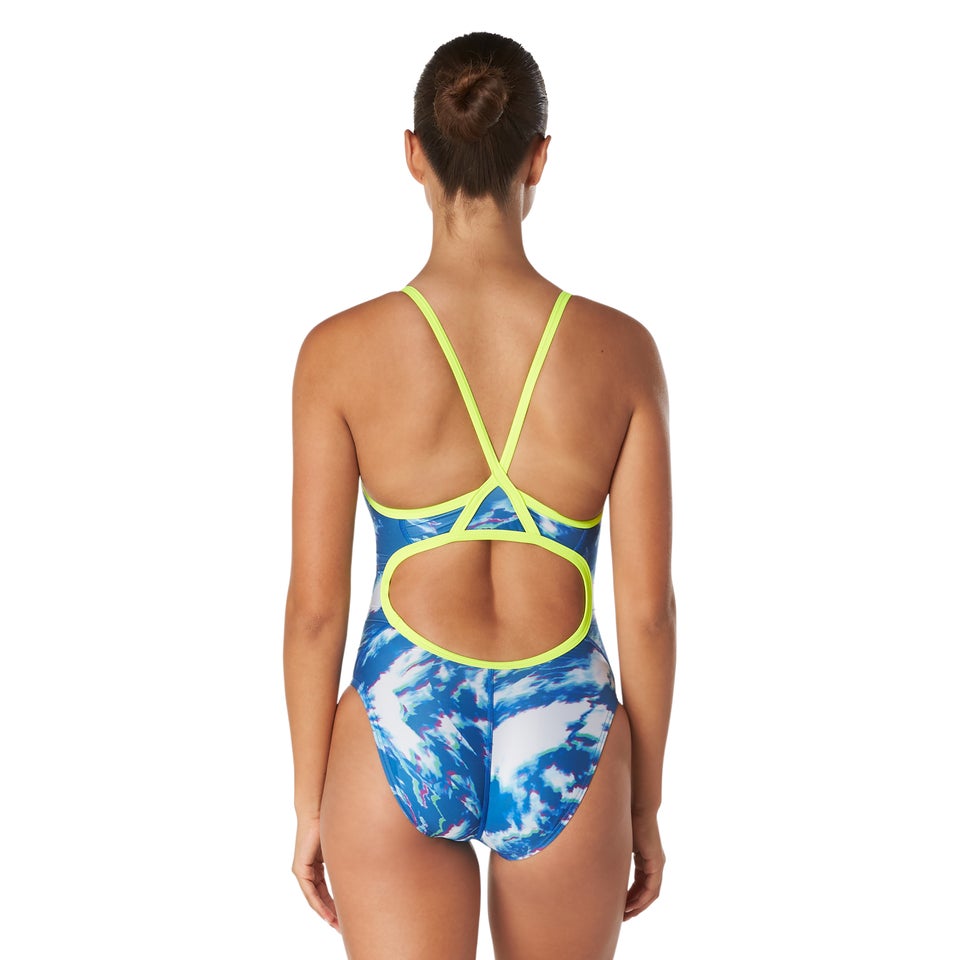 Women's Cyclone Swirl Flyback One Piece Royal Blue