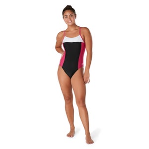 Women's Colorblock Relay Back with Shelf Bra One Piece Pink
