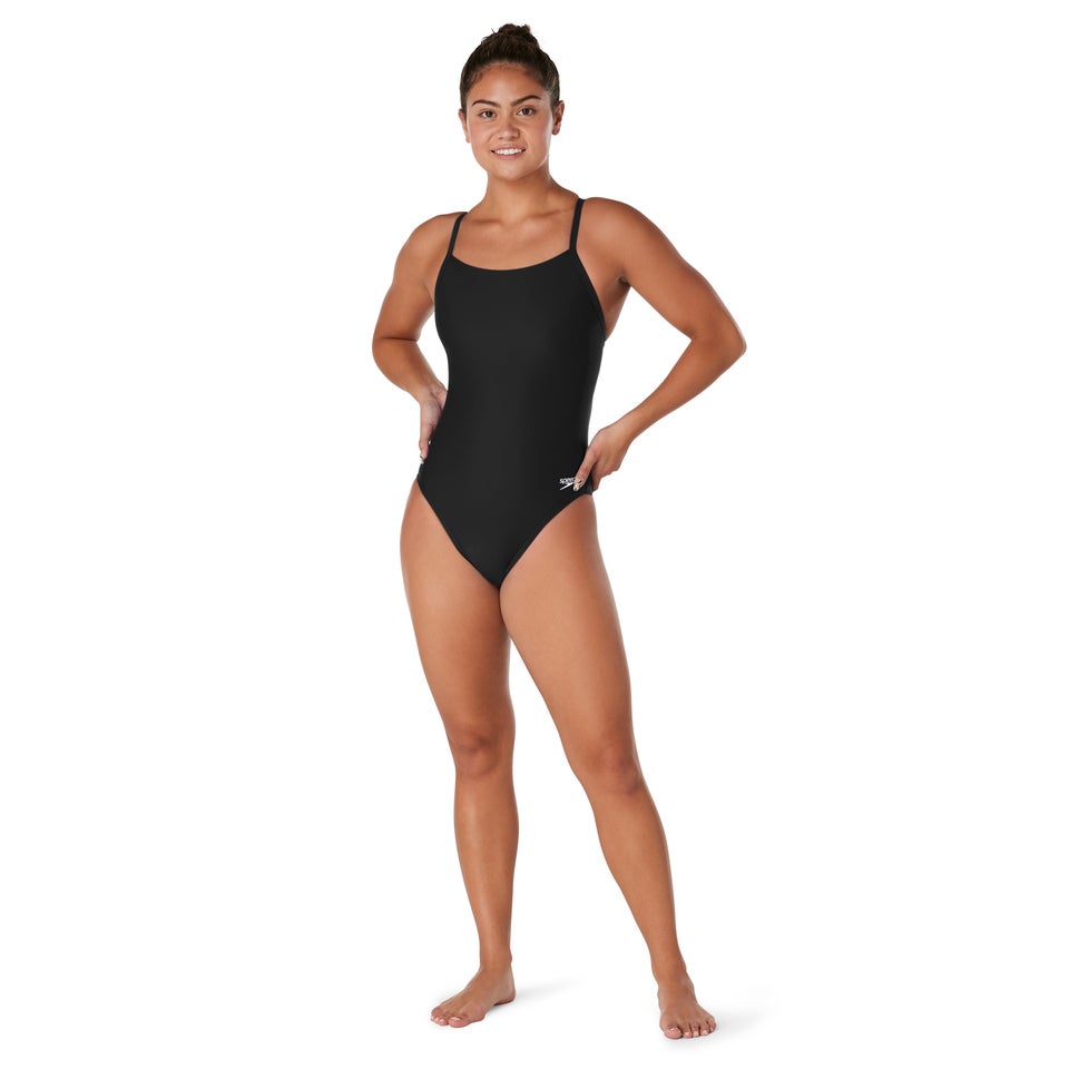 Women's Solid Flyback One Piece Black