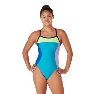 Girls Colorblock Propel Back One Piece Blue