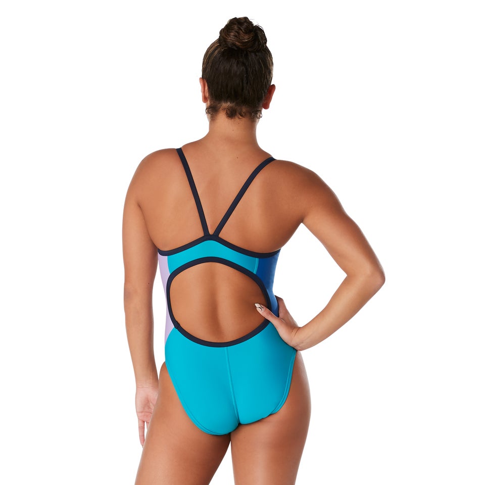 Girls Colorblock Propel Back One Piece Blue