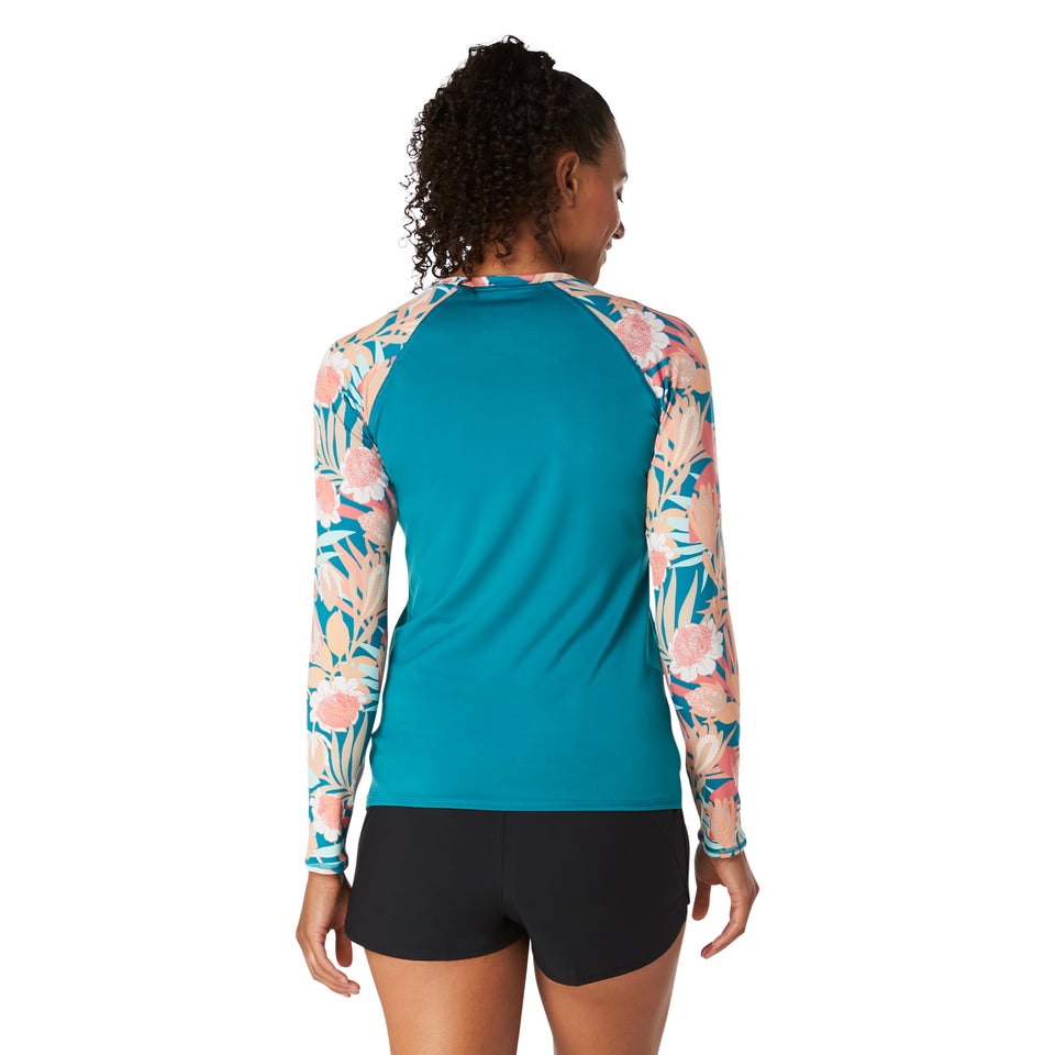 Women's Long Sleeve Printed Rashguard Blue
